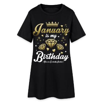 Januar Geburtstags Kind - Frauen T-Shirt-Kleid - Schwarz - Vorne