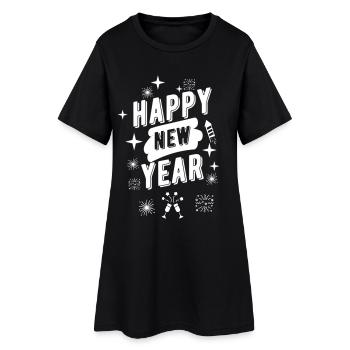Bonne année, Bonne année, Nouvelle année, Nouvelle année, Nouvel An - Robe T-shirt Femme - noir - Devant