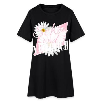 Schön und natürlich Margeriten Blumen rosa - Frauen T-Shirt-Kleid - Schwarz - Vorne