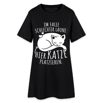 Bei Schlechter Laune Hier Katze Platzieren Katzen - Frauen T-Shirt-Kleid - Schwarz - Vorne