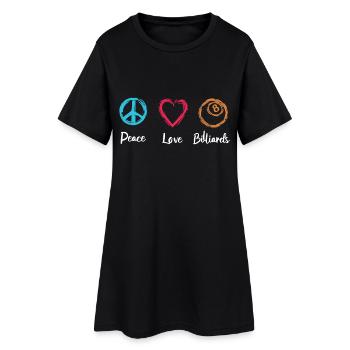 Peace Love Billiards - Frauen T-Shirt-Kleid - Schwarz - Vorne
