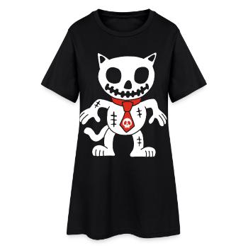 White cat voodoo doll - Women’s T-Shirt Dress - black - Front