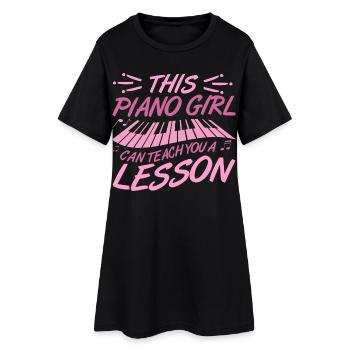 Fille au piano - Robe T-shirt Femme - noir - Devant