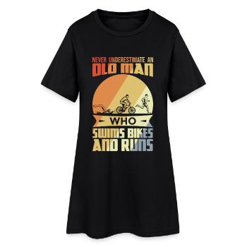 Vieux triathlète - Robe T-shirt Femme - noir - Devant