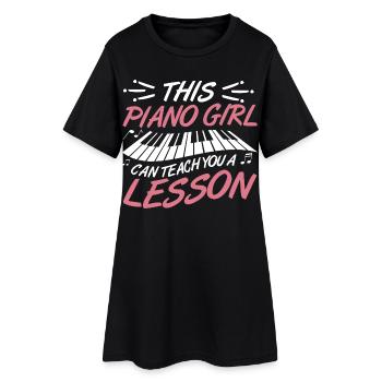 Pianiste Girl - Robe T-shirt Femme - noir - Devant