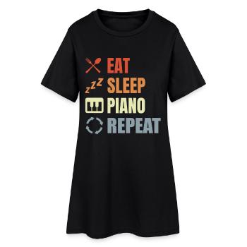 Manger Sleeping Piano Répéter - Robe T-shirt Femme - noir - Devant