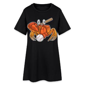 Crab Baseball Baseball Bat - Women’s T-Shirt Dress - black - Front