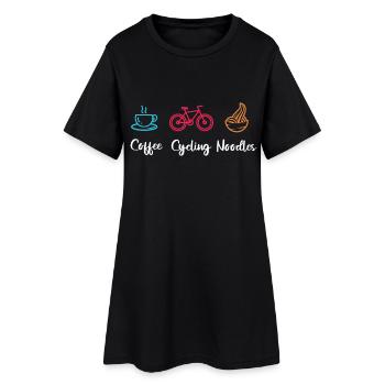 Nouilles cyclistes au café - Robe T-shirt Femme - noir - Devant