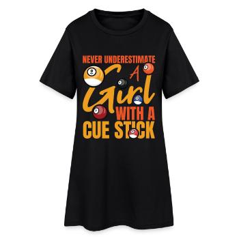 Billard Frau - Frauen T-Shirt-Kleid - Schwarz - Vorne