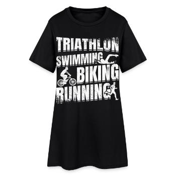 Triathlon Natation Course à pied Cyclisme - Robe T-shirt Femme - noir - Devant
