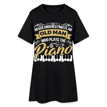 Vieux pianiste - Robe T-shirt Femme - noir - Devant