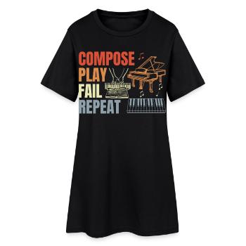 Routine de pianiste - Robe T-shirt Femme - noir - Devant
