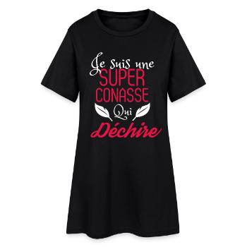 teeshirt conasse qui déchire humour - Robe T-shirt Femme - noir - Devant