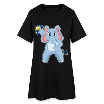 Eléphant Handballeur Handball - Robe T-shirt Femme - noir - Devant