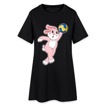 Lapin Handballeur Handball - Robe T-shirt Femme - noir - Devant