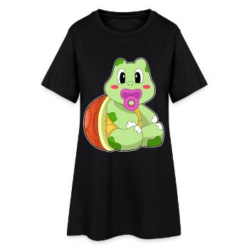 Tortue Bébé Sucette - Robe T-shirt Femme - noir - Devant