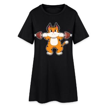Tiger Bodybuilder Barbell Bodybuilding - Women’s T-Shirt Dress - black - Front