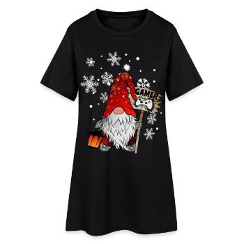 Gamer Elves Snowflakes Christmas Gnome - Women’s T-Shirt Dress - black - Front