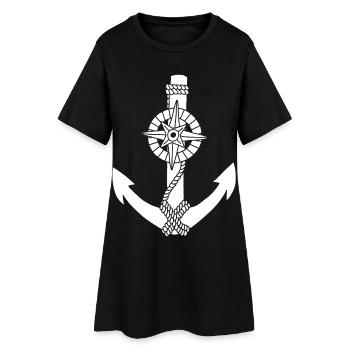 ancre blanche boussole - Robe T-shirt Femme - noir - Devant