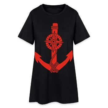 ancre rouge boussole - Robe T-shirt Femme - noir - Devant