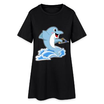 Ski nautique dauphin - Robe T-shirt Femme - noir - Devant