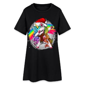 Dabbing Christmas Unicorn Einhorn Weihnachten - Robe T-shirt Femme - noir - Devant