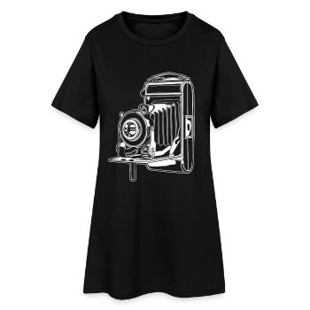 Appareil photo à l’ancienne - Robe T-shirt Femme - noir - Devant