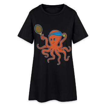 Octopus Tennis Racket - Women’s T-Shirt Dress - black - Front