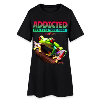 Addicted to Red Eyed Tree Frog - Women’s T-Shirt Dress - black - Front