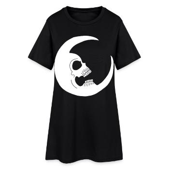 Mondschädel - Frauen T-Shirt-Kleid - Schwarz - Vorne