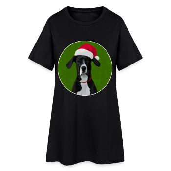 Grand chien danois au chapeau de père Noël pour Noël - Robe T-shirt Femme - noir - Devant
