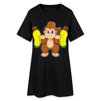 Bodybuilder Singe Bodybuilder Barbell Bodybuilding - Robe T-shirt Femme - noir - Devant