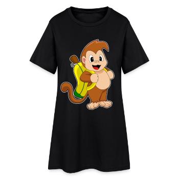 Singe Banane - Robe T-shirt Femme - noir - Devant