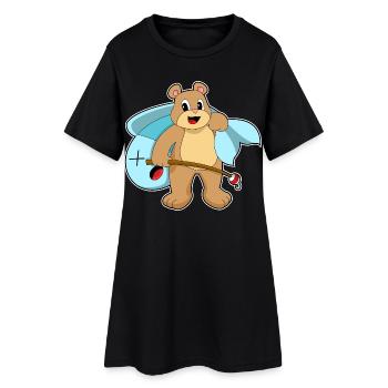 Pêche au poisson Bear Angler - Robe T-shirt Femme - noir - Devant