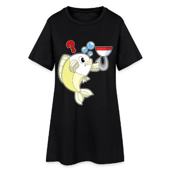 Pêcheur pêcheur à l’hameçon - Robe T-shirt Femme - noir - Devant