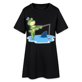 Frog Angler Fishing Rod Fishing Rod - Women’s T-Shirt Dress - black - Front
