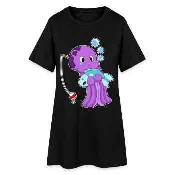 Pêche au poisson pêcheur pieuvre - Robe T-shirt Femme - noir - Devant
