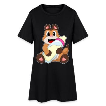 Lait pour biberon suricate - Robe T-shirt Femme - noir - Devant