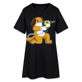 Hund Handwerker Bohrmaschine Handwerk - Frauen T-Shirt-Kleid - Schwarz - Vorne