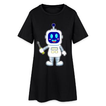 Robot Mechanic Screwdriver Workshop - Women’s T-Shirt Dress - black - Front