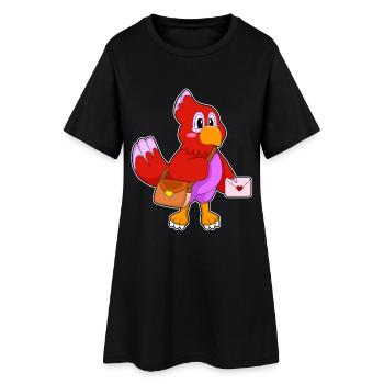 Papagei Brief - Frauen T-Shirt-Kleid - Schwarz - Vorne