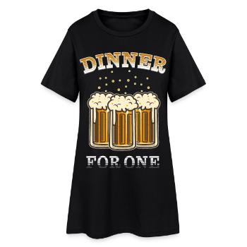 Dinner for one | Lustiges Bier Design - Silvester - Frauen T-Shirt-Kleid - Schwarz - Vorne