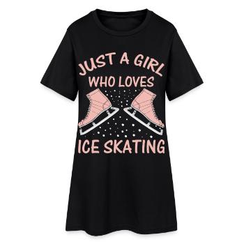 Nur ein Mädchen, das Eislaufen liebt Skater Tee - Frauen T-Shirt-Kleid - Schwarz - Vorne