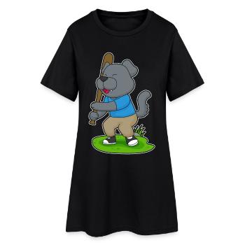 Dog Baseball Baseball Bat - Women’s T-Shirt Dress - black - Front