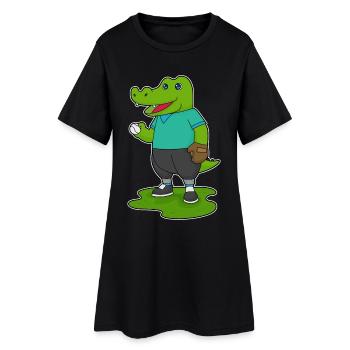 Gant de baseball en crocodile - Robe T-shirt Femme - noir - Devant