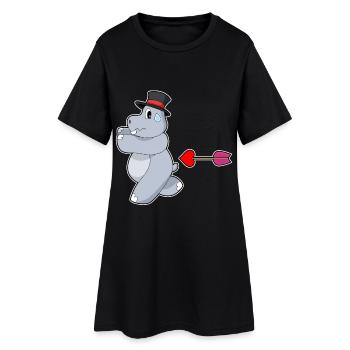 Mariage avec le marié hippopotame au haut-de-forme - Robe T-shirt Femme - noir - Devant