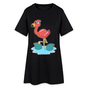 Nageoires de requin flamant rose - Robe T-shirt Femme - noir - Devant