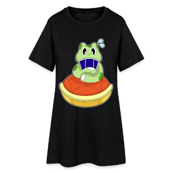 Schildkröte Poker Pokerkarten - Frauen T-Shirt-Kleid - Schwarz - Vorne