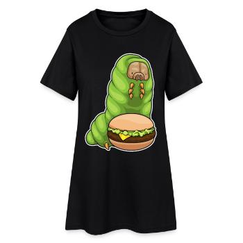 Raupe Cheeseburger - Frauen T-Shirt-Kleid - Schwarz - Vorne