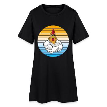 Huhn mit cooler Sonnenbrille - Frauen T-Shirt-Kleid - Schwarz - Vorne